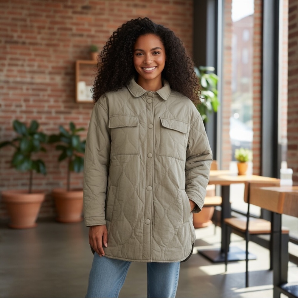 Women's Quilted Jacket - Taupe